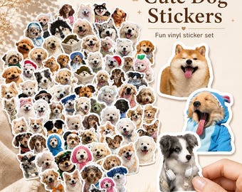 Funny Dog Stickers, Waterproof Vinyl Puppy Decals for Laptops, Bottles, Scrapbooks