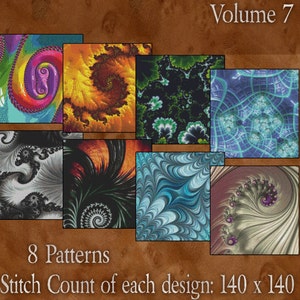 Counted Cross Stitch Designs - Fractal Cross Stitch Patterns Volume 7 - Eight Amazing Charts - Instant Download PdF - StitchX Best Seller