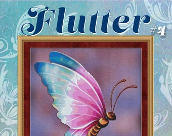 Cross Stitch Pattern Flutter No. 4 Butterfly Blue Purple Instant Download pdf Modern Design