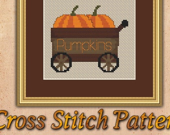 Pumpkin Cart Cross Stitch Patterns Instant Download pdf