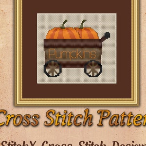 Pumpkin Cart Cross Stitch Patterns Instant Download pdf
