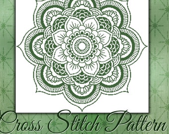 Elegant Medallion Cross Stitch Pattern Geometric Monochrome Design Geometric Mandala Instant Download Pdf