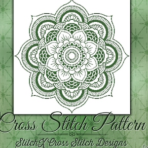 Elegant Medallion Cross Stitch Pattern Geometric Monochrome Design Geometric Mandala Instant Download Pdf image 1