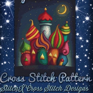 Fairy Tale Castles Cross Stitch Pattern Fantasy design Instant Download PdF Pattern
