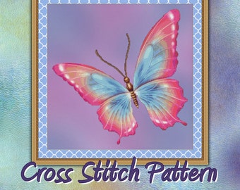 Cross Stitch Pattern Flutter No. 6 Butterfly Design Instant Download PdF Modern Design Bugs Butterflies Animal