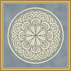 Cross Stitch Pattern Floral Medallion Monochrome No. 2 Single Color Design Instant Download PdF