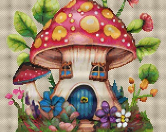 Fairy House Cross Stitch Pattern Instant Download PDF