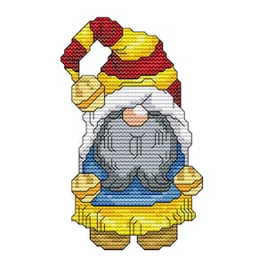 Holiday Gnome 1 Cross Stitch Pattern Fun Modern Design for Holiday Season Instant Download pdf - Santa Christmas Winter Seasons Gnome Elf