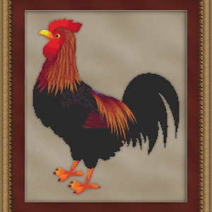 Cross Stitch Pattern Rooster Farm Animal Style Instant Download PdF