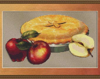 Cross Stitch Pattern Apple Pie Kitchen Instant Download PdF