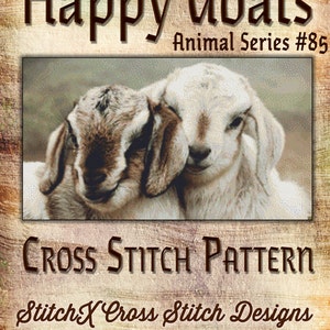 Cross Stitch Pattern Happy Goats Animal Series Design Instant Download Pdf Baby Goat Pattern in Cross Stitch