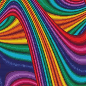 Fractal Cross Stitch Pattern Twisting Rainbow Patterns Instant Download pdf Cross Stitch Design