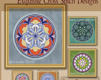 Counted Cross Stitch Patterns Floral Medallions Beautiful Colors Instant Download PdF - StitchX Best Seller