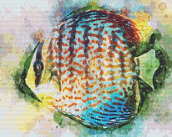 Cross Stitch Pattern - Watercolor Discus - Instant Download PDF