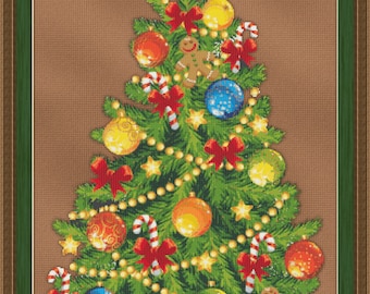 Cross Stitch Pattern Glorious Tree Christmas Holiday Design Instant Download PdF