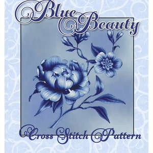 Blue Beauty Floral Cross Stitch Pattern Instant Download pdf