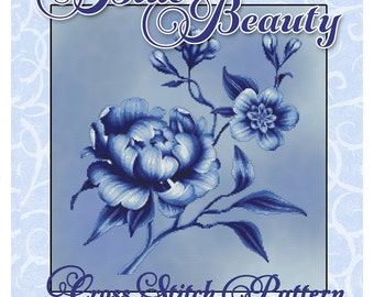 Blue Beauty Floral Cross Stitch Pattern Instant Download pdf