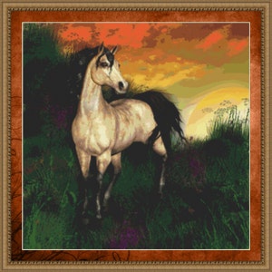 Cross Stitch Pattern Sunset Horse INSTANT Download pdf