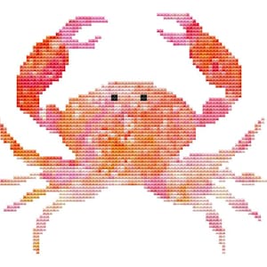 Cross Stitch Pattern - Watercolor Crab - Instant Download PDF