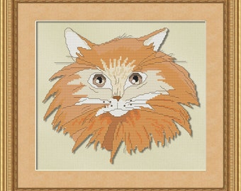 Cat Cross Stitch Pattern Red Kitty Cross Stitch Design Cross Stitch Kitten Instant Download pdf Cross Stitch