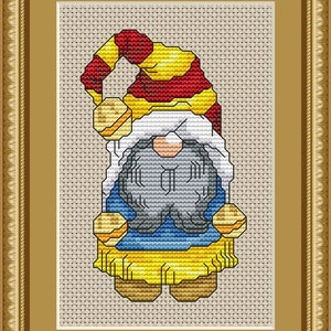 Holiday Gnome 1 Cross Stitch Pattern Fun Modern Design for Holiday Season Instant Download pdf Santa Christmas Winter Seasons Gnome Elf image 3