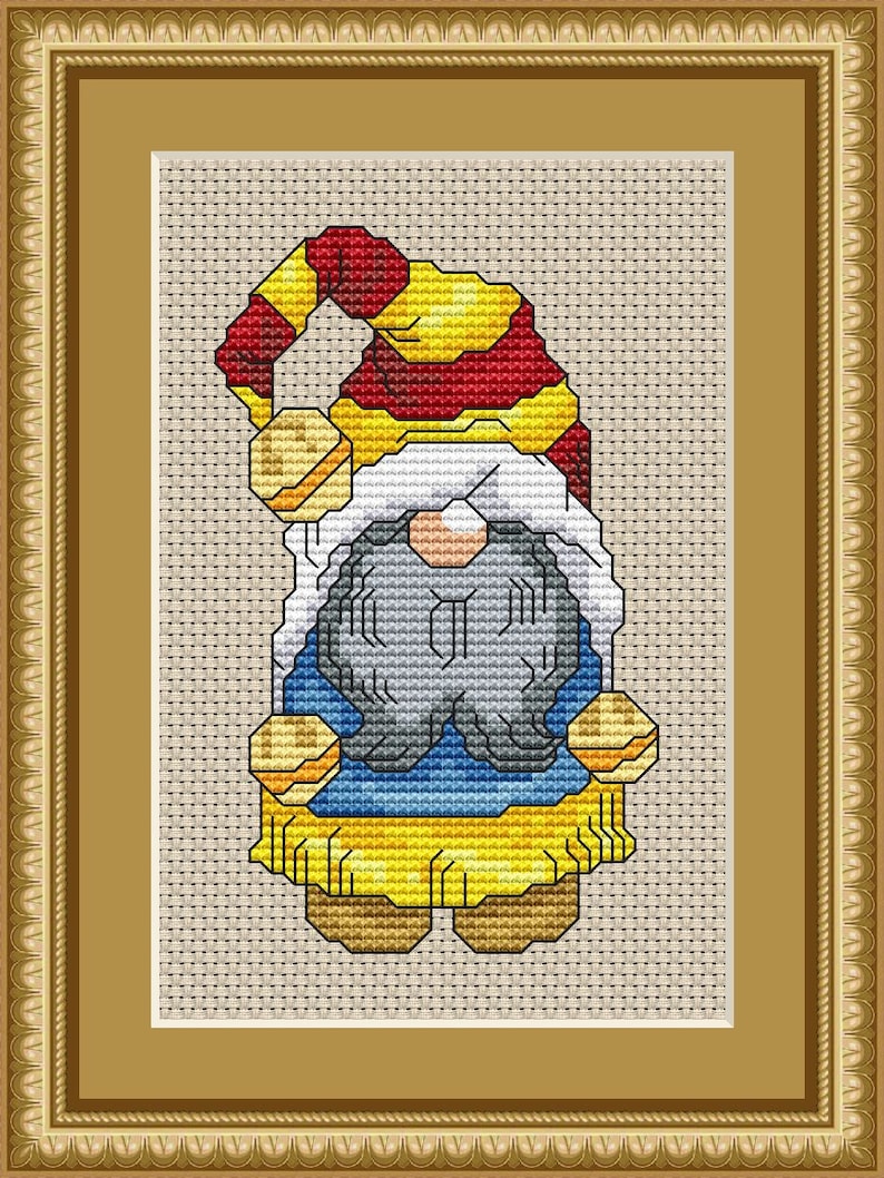 Holiday Gnome 1 Cross Stitch Pattern Fun Modern Design for Holiday Season Instant Download pdf Santa Christmas Winter Seasons Gnome Elf image 3