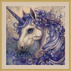 Purple Unicorn 2 Cross Stitch Pattern PDF Download | Unicorn Design | Advanced XStitch | Fantasy Cross Stitch | Mythical Embroidery | Stitch