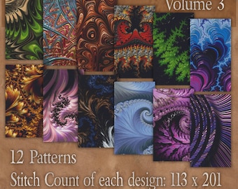 Counted Cross Stitch Designs - Fractal Cross Stitch Patterns Volume 3 - Twelve Beautiful Charts - Instant Download PdF - StitchX Best Seller