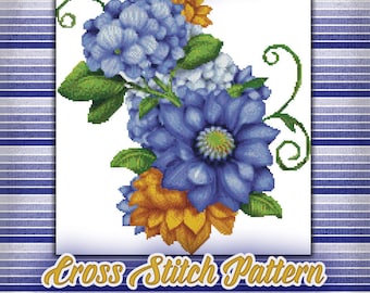 Blueberry Petals Cross Stitch Pattern Instant Download pdf