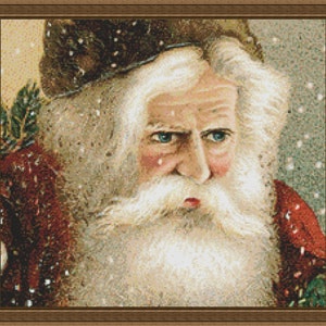 Cross Stitch Pattern Vintage Christmas No. 7 Elegant Holiday Art Design Instant Download Chart Santa St Nick