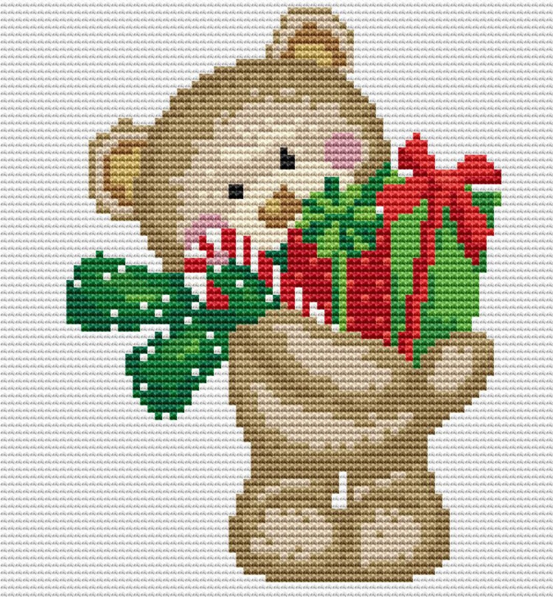Cross Stitch Pattern Christmas Bear With Gifts Instant Download PDF Etsy