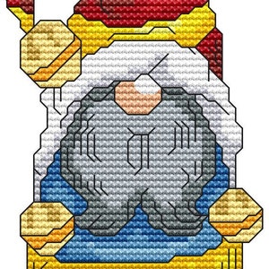Holiday Gnome 1 Cross Stitch Pattern Fun Modern Design for Holiday Season Instant Download pdf Santa Christmas Winter Seasons Gnome Elf image 2