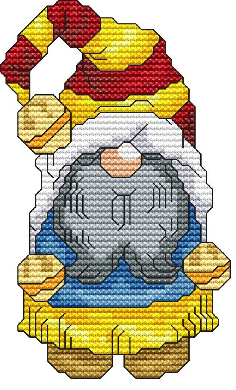 Holiday Gnome 1 Cross Stitch Pattern Fun Modern Design for Holiday Season Instant Download pdf Santa Christmas Winter Seasons Gnome Elf image 2