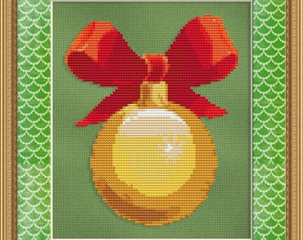Counted Cross Stitch Pattern Ornament with Bow Holiday Design Instant Download pdf