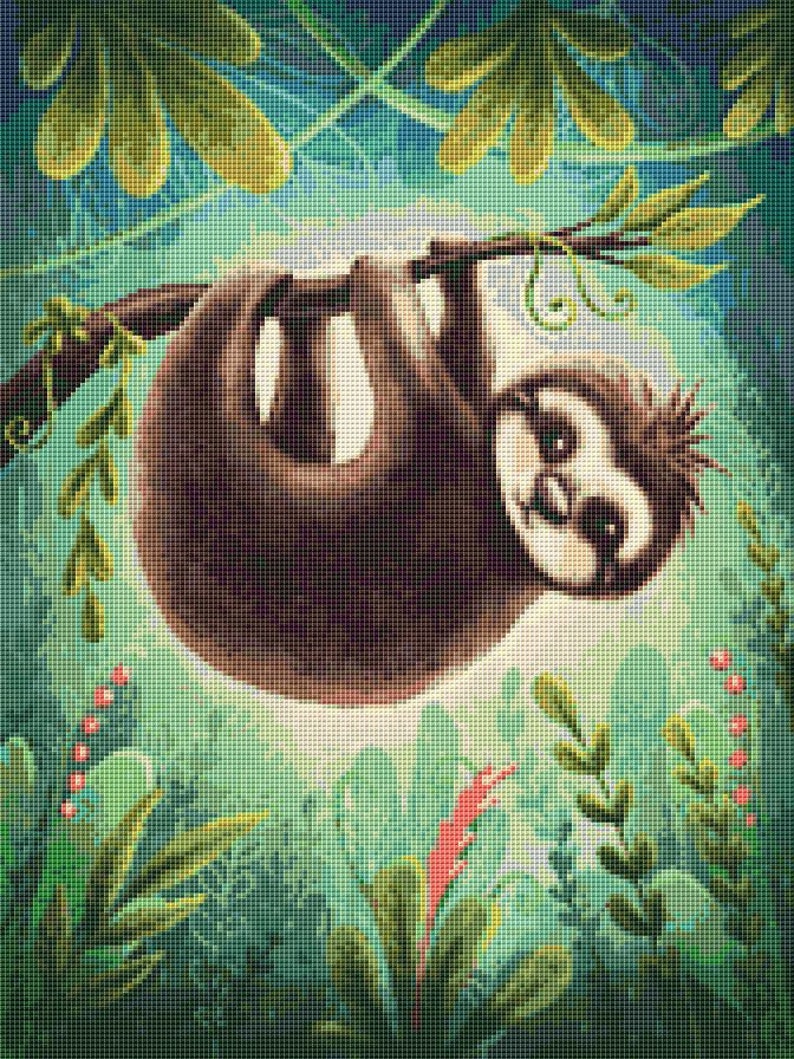 Cross Stitch Pattern Hanging Sloth Instant Download PDF - Etsy Sweden