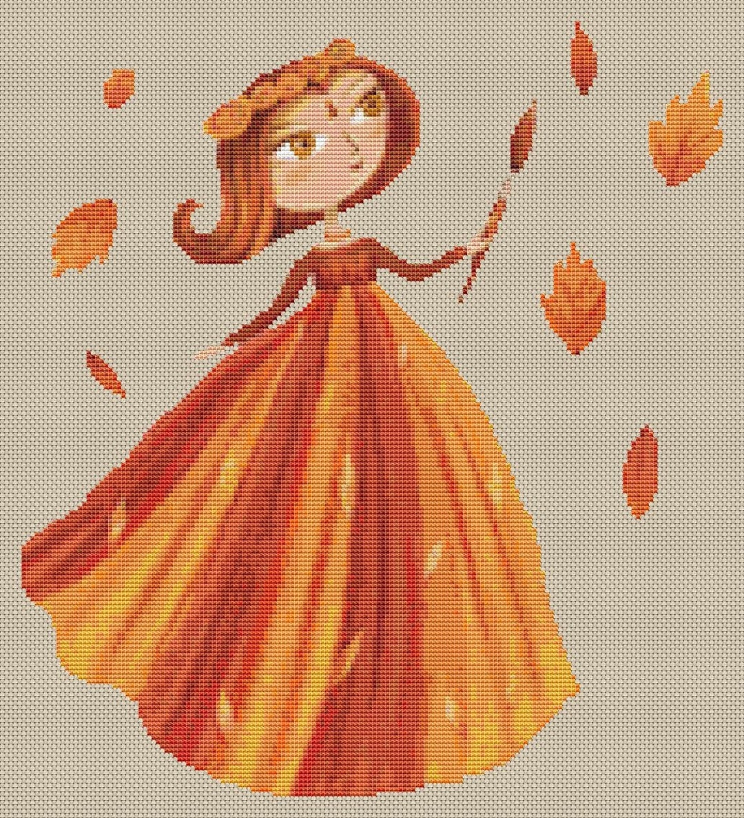 Cross Stitch Pattern Autumn Princess Instant Download PDF - Etsy