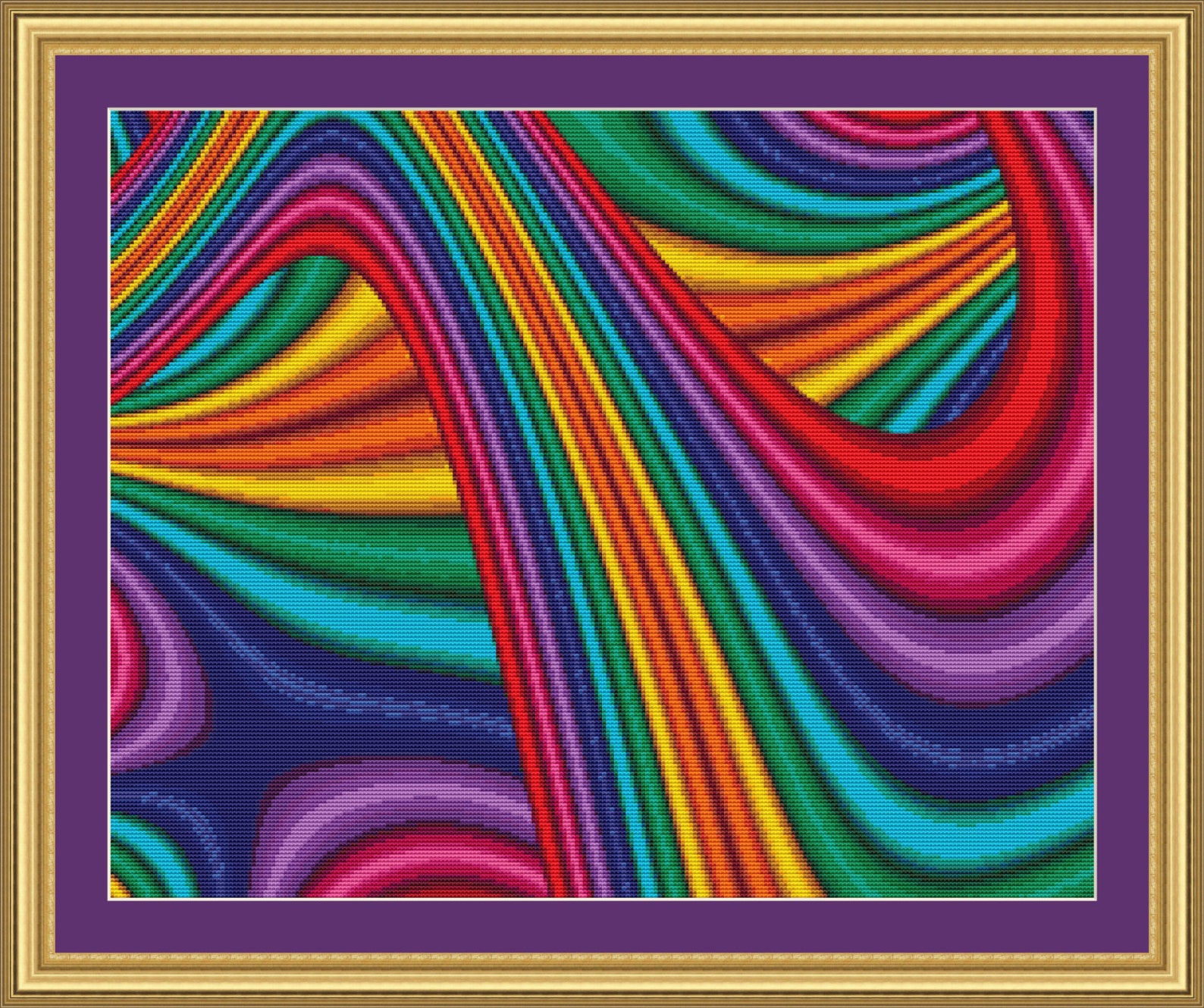 Fractal Cross Stitch Pattern Twisting Rainbow Patterns Instant Etsy