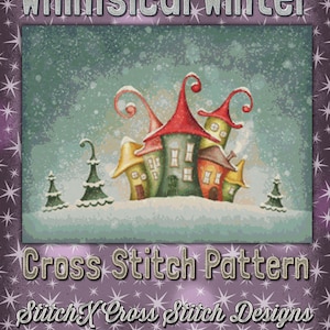 Whimsical Winter Cross Stitch Pattern Cute Fantasy Fairy Pixie Design Instant Download PdF Pattern