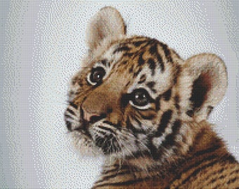 Cute Tiger Kitten Cross Stitch Pattern Animal Series Design Instant Download PdF