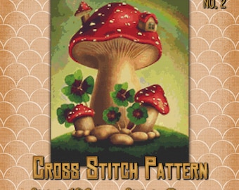 Mushroom Home 2 Cross Stitch Pattern Cute Fantasy Fairy Design Instant Download PdF Pattern