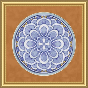 Cross Stitch Pattern Floral Medallion No. 1 Exquisite Geometric Design Instant Download PdF