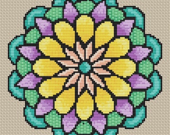 Cross Stitch Pattern Spring Flower Mandala Instant Download PdF