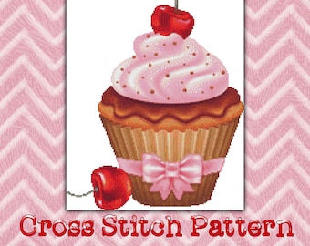 Cross Stitch Pattern Cherry Cupcake StitchX Cross Stitch Design Beautiful Graph Instant Download pdf