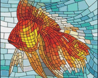 Stained Glass Goldfish Cross Stitch Pattern Modern Design Etsy Uk Stained Glass Goldfish Cross Stitch Pattern Modern Design Etsy Uk