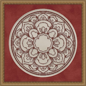 Cross Stitch Pattern Floral Medallion Monochrome No. 1 Single Color Design Instant Download PdF