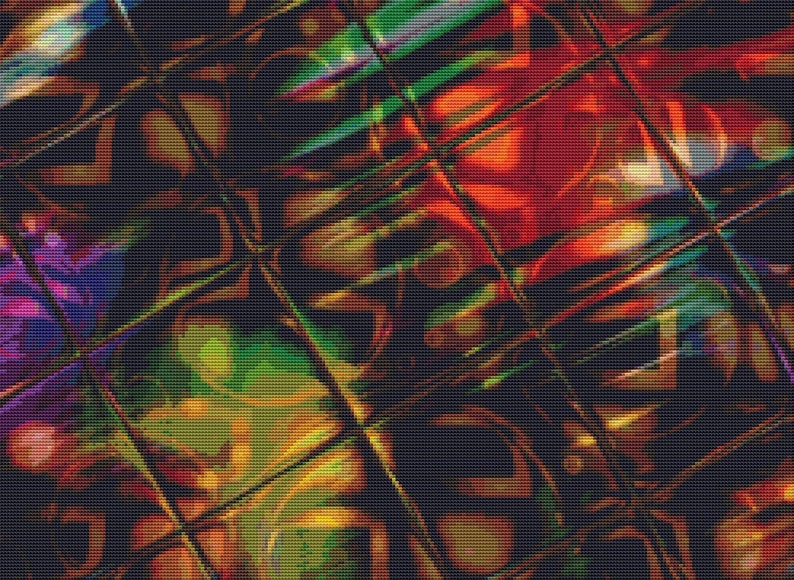 Counted Cross Stitch Pattern Art Glass No. 3 Fractal Abstract Etsy
