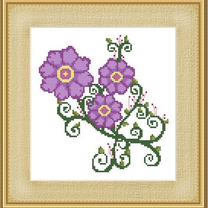 Counted Cross Stitch Pattern Swirly Flowers No. 3 Instant Download pdf