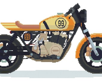 Cross Stitch Pattern - Vrooom Motorcycle - Instant Download PDF