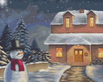 Cross Stitch Pattern Winter Landscape Cross Stitch Design Instant Download pdf