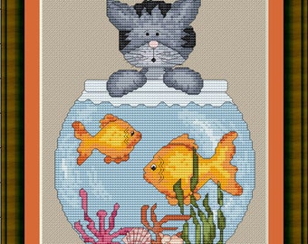 Cross Stitch Pattern Mischief Kitty Instant Download PdF